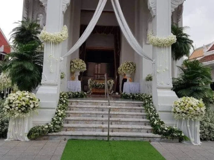 ผลงานจัดดอกไม้หน้าเมรุ งานศพจริง Funeral Decor